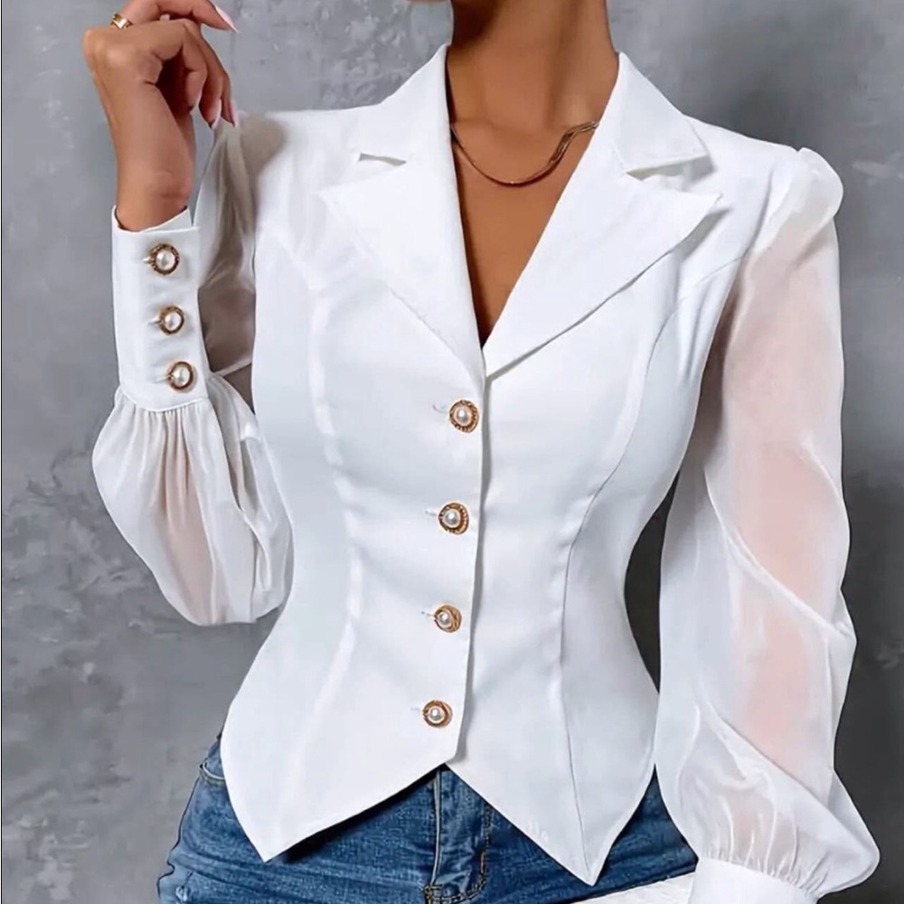 Elegant White Button-Up Blouse